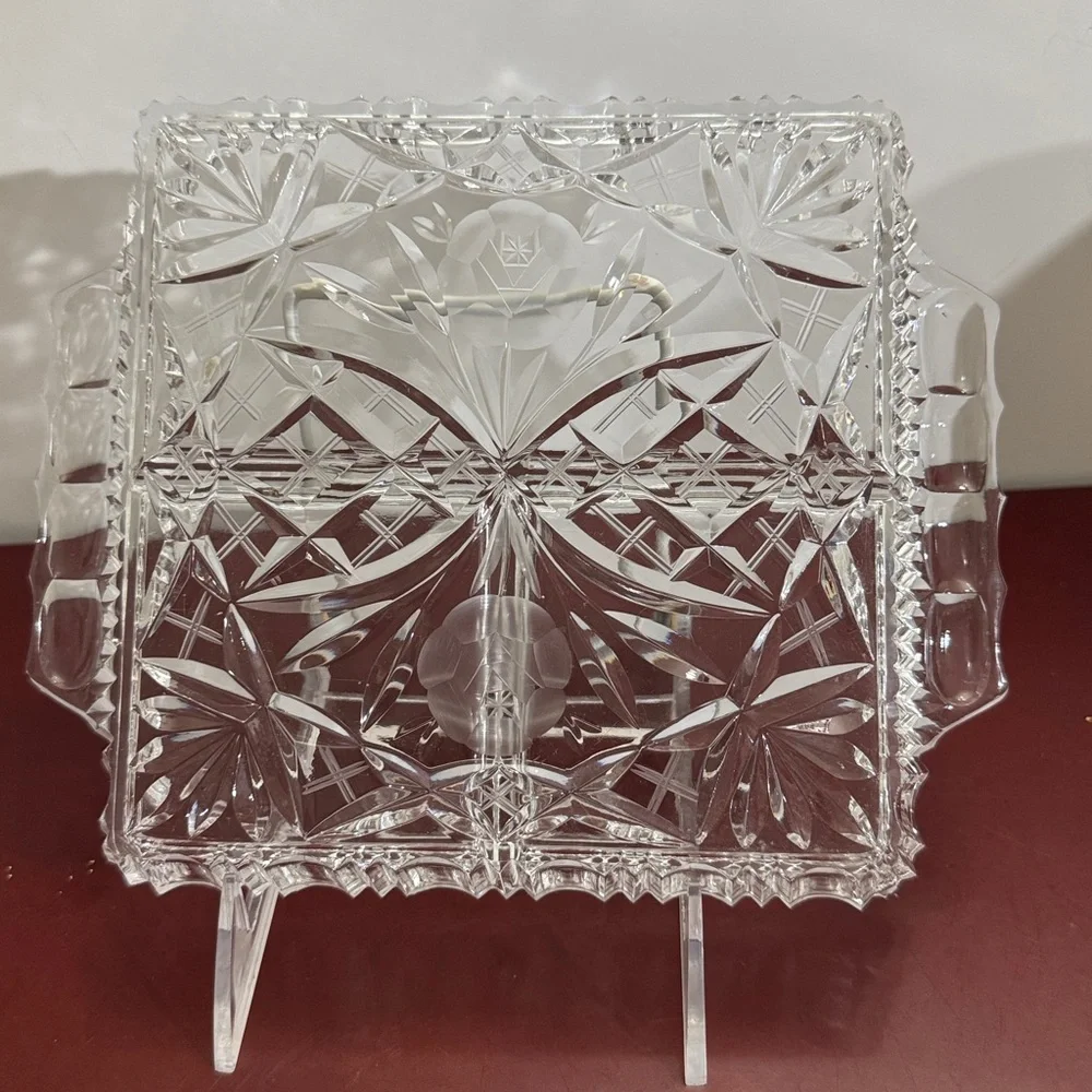 Vintage Lead Crystal Relish Dish, Elegant, and Pristine Divided 3-Section